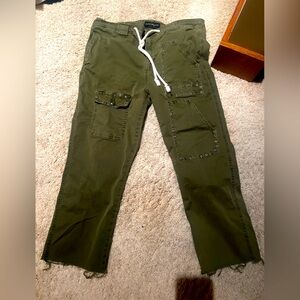 Lucky Brand Army Green Cutoff Eyelet Grommets Detail Drawstring Pants Size 10
